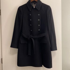 J crew black Double Breasted Double Cloth Coat